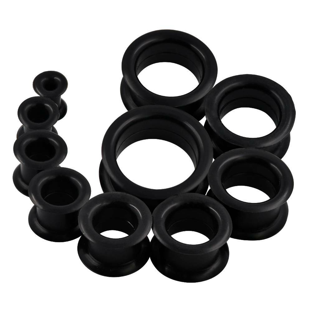 2Pcs Thick Silicone Ear Skins Flesh Tunnels Double Flared Hollow Ear Gauge Plugs