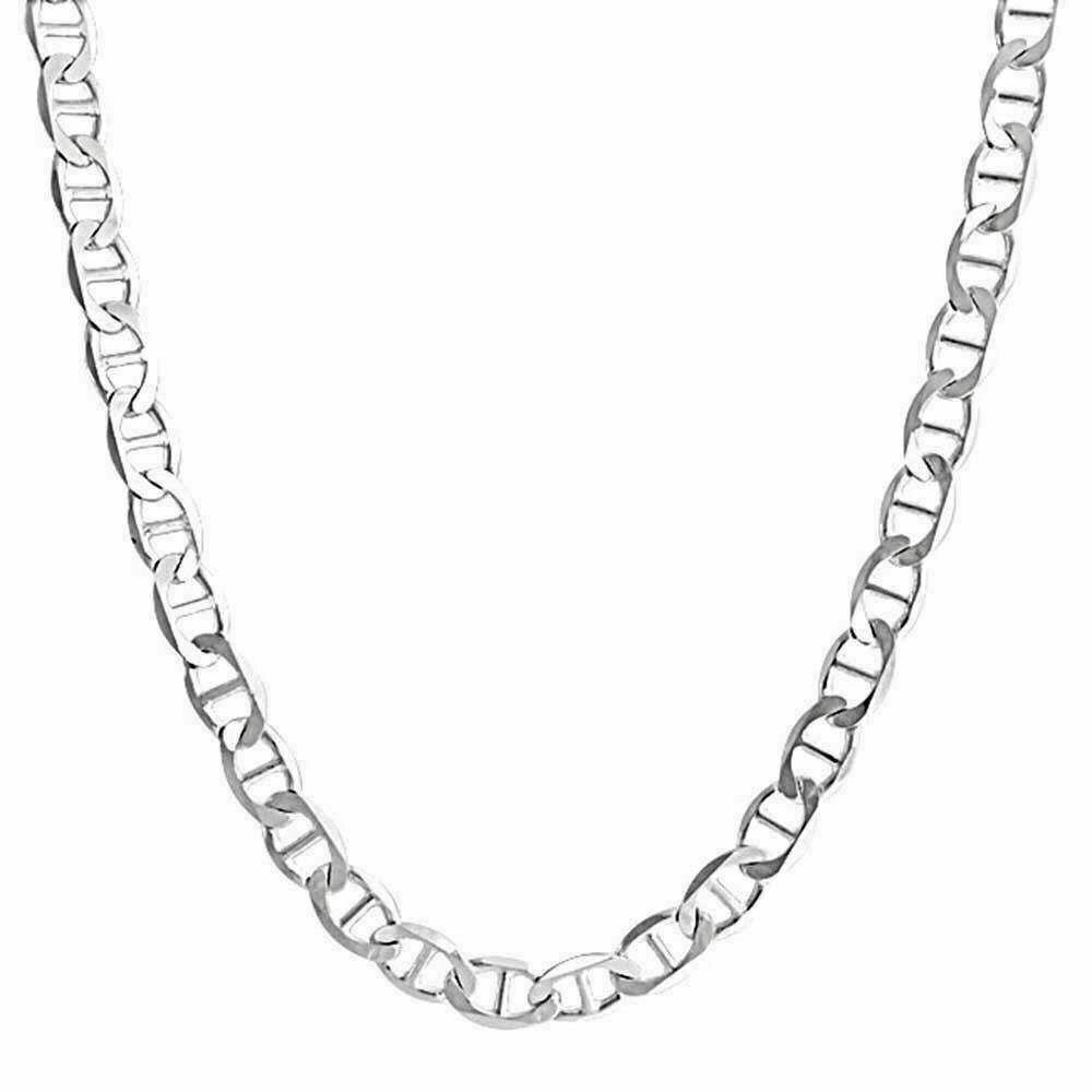 925 Sterling Silver 5.5mm Mariner Italian Chain Necklace in 925 16”-26”