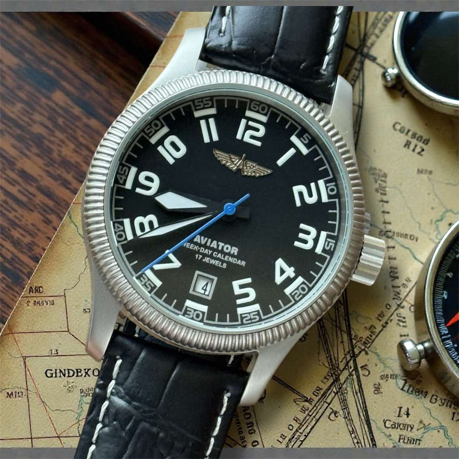 Watch Mechanical Aviator Wrist Russian Raketa Vintage Soviet Date Military Pilot