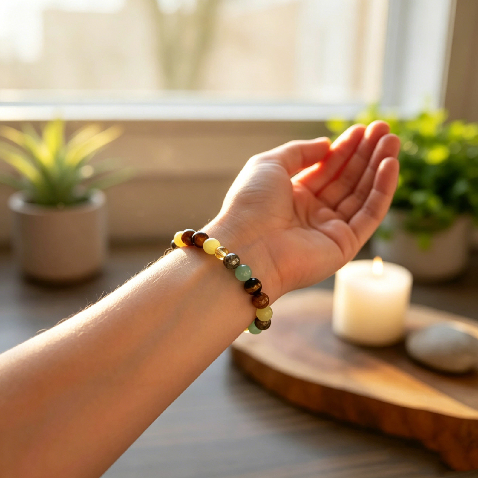 Abundance Success Bracelet Pyrite Tiger Eye Aventurine Citrine Wealth StretchAbu