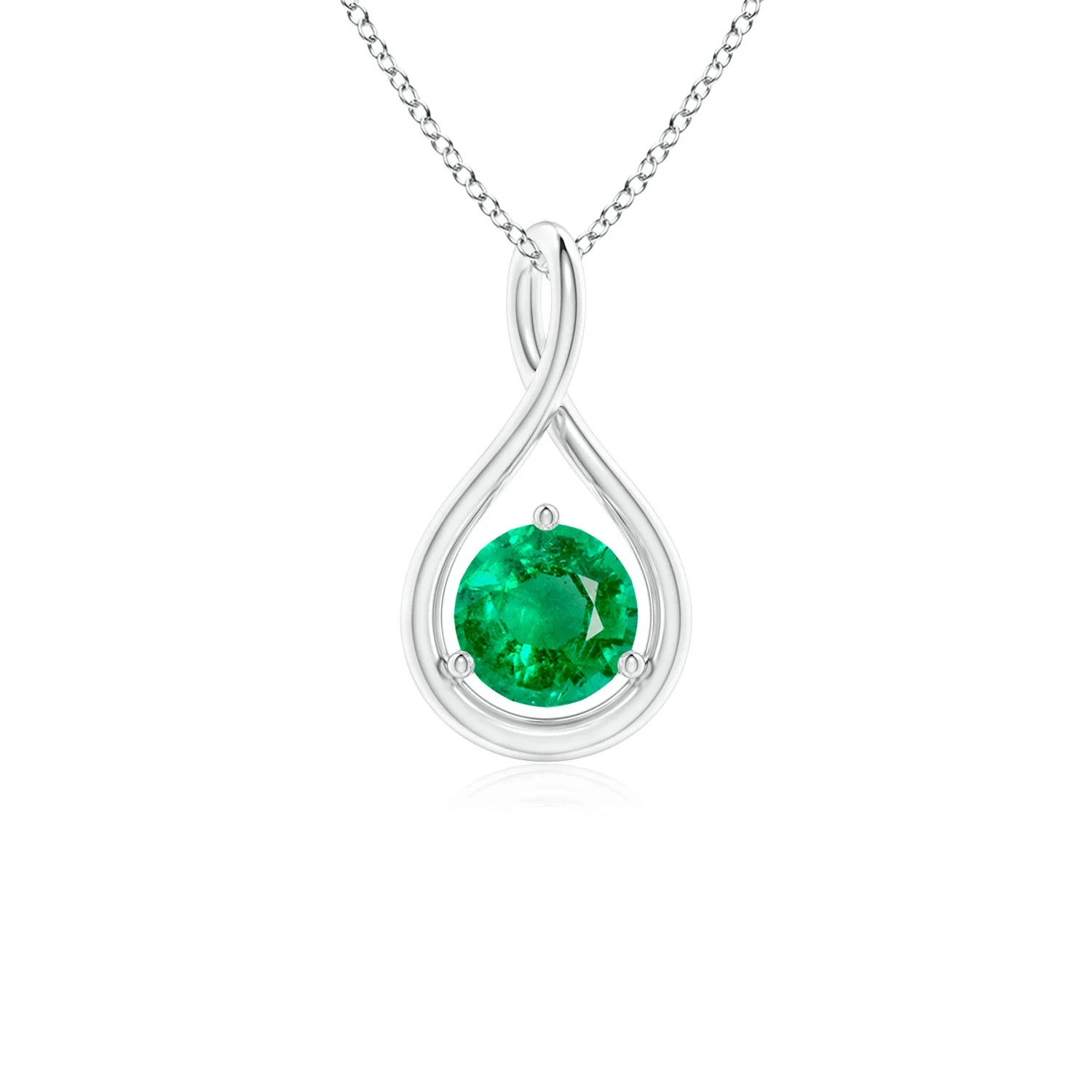 2.68 Ct Round Cut Emerald Pendant Wedding Pendant 14k White Gold