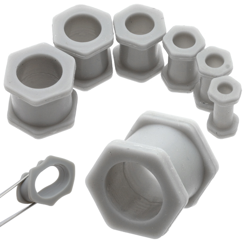 1 Pair 2g 6mm Gray Flexi Silicone Nut Shaped Ear Tunnels Plugs Piercings Gauges