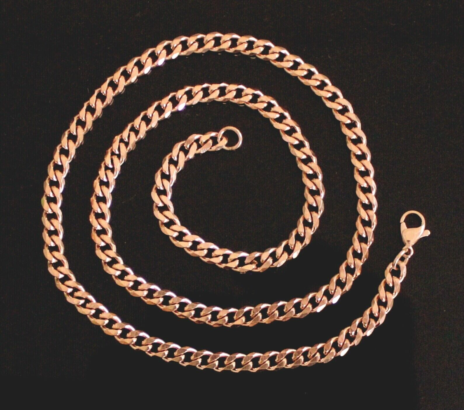 Cuban Curb Link RoseGold Plated StainlessSteel 16″- 30″ Men Women Necklace 3-7mm