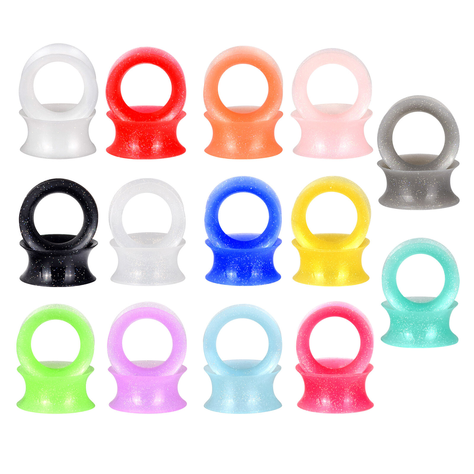 10-100pcs Silicone Flesh Tunnels Earskin-Thin Ear Gauges-Soft Expander 2g-3/4”