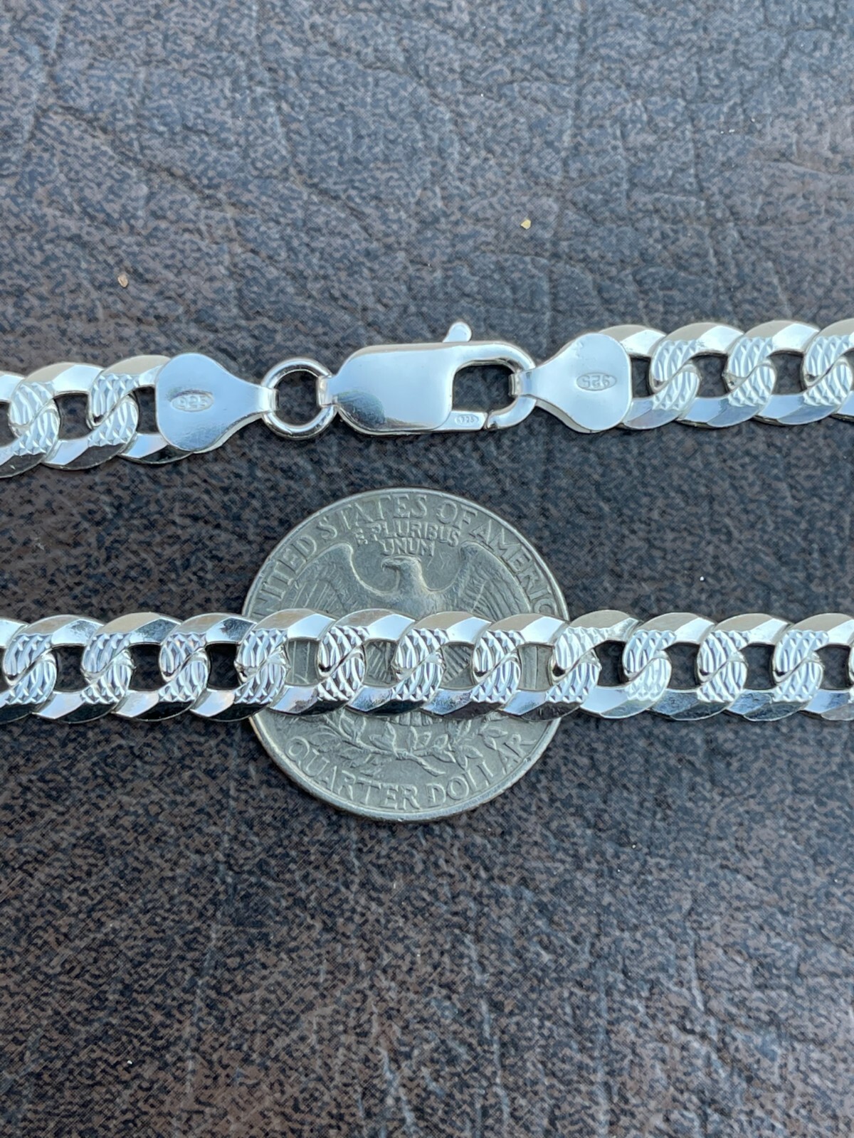 Solid 925 Sterling Silver Men’s Miami Cuban Link Chain Necklace 8mm Diamond Cut