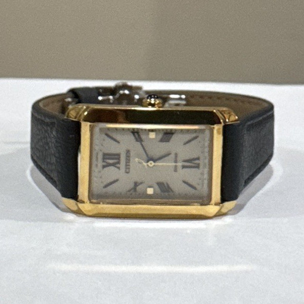 Citizen Quartz Vintage Women’s Dress Watch Gold Case Black Leather 24mm