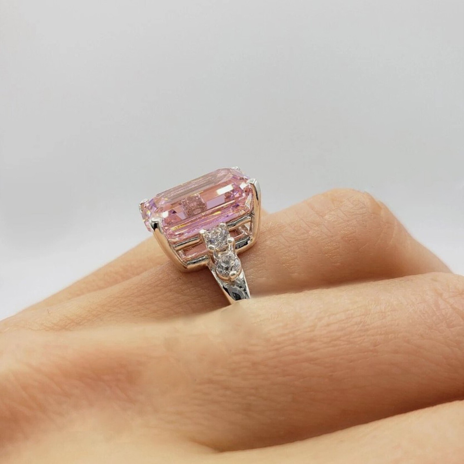 4.70 Ct. Pink Diamond Emerald Cut Ring 14K white gold Wedding Gift for Her