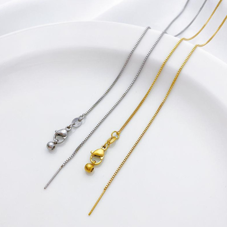 Silver/Gold Stainless Steel 0.9mm Snake Needle Adjustable Slide Lobster Chain