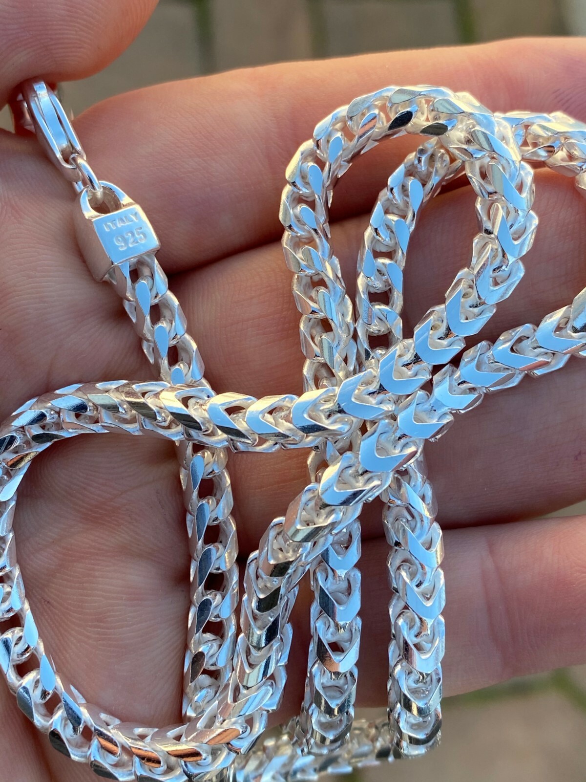 Solid 925 Sterling Silver Franco Chain 5mm Thick Hip Hop Mens Necklace 18-30″