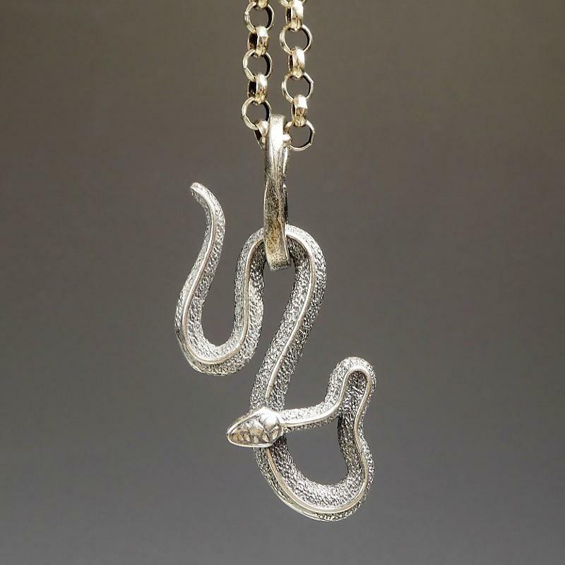 Unique Cool Solid Sterling Silver Coiled Snake Serpent Small Pendant Men Unisex