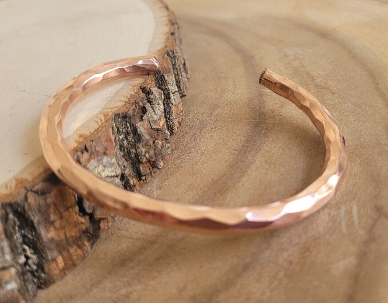 Hammered Solid Copper Cuff Pure Copper Arthritis Therapy Heavy Bracelet