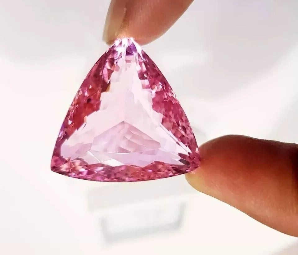 Brazilian Natural Pink Topaz Trillion Cut EGL Certified 98.05 Ct Loose Gemstone