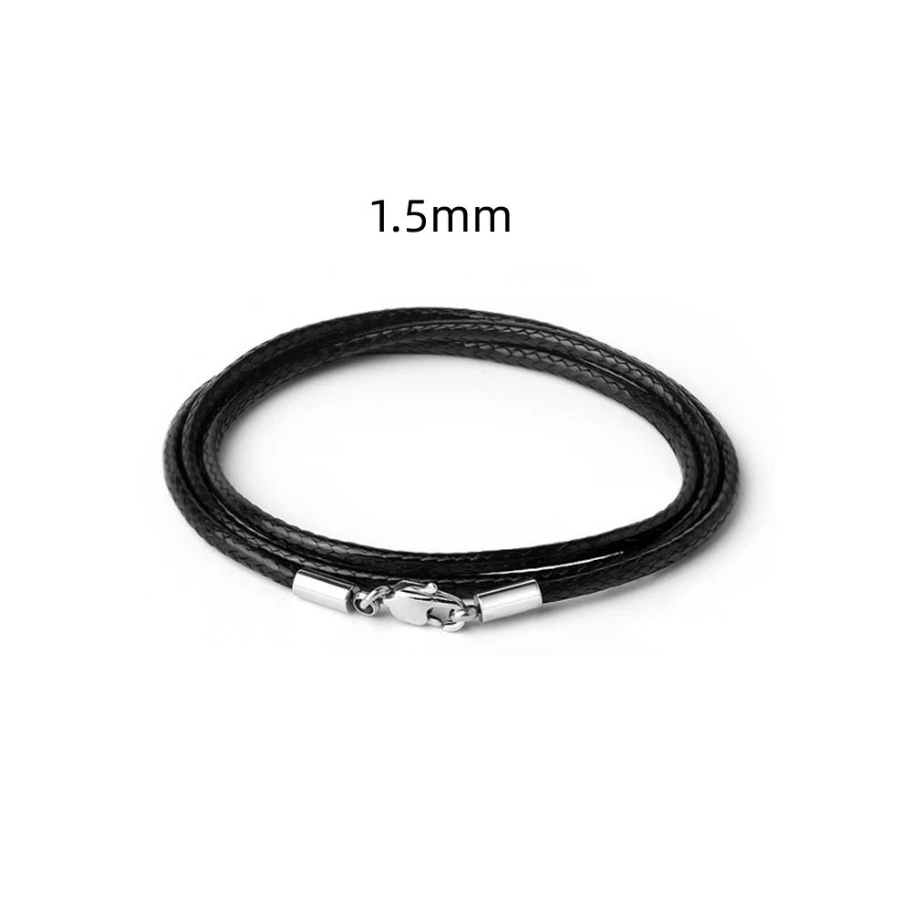 Waterproof Braided Leather Chain Cord Necklace with Stainless Steel Clasp