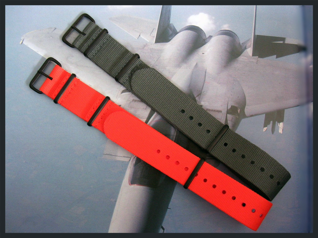 20mm 22mm Dark Grey Orange PVD NATO G10 ® nylon watch band strap 2 pak IW SUISSE