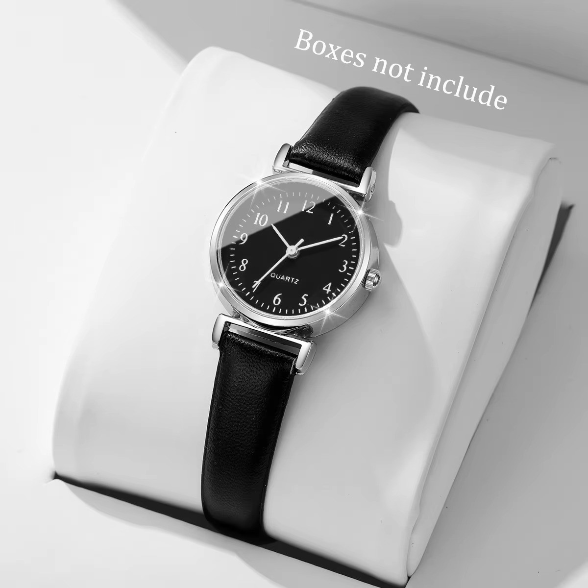 1Pc Women Minimalist Analog Wristwatch Small Face Leather Strap Get 1 Free