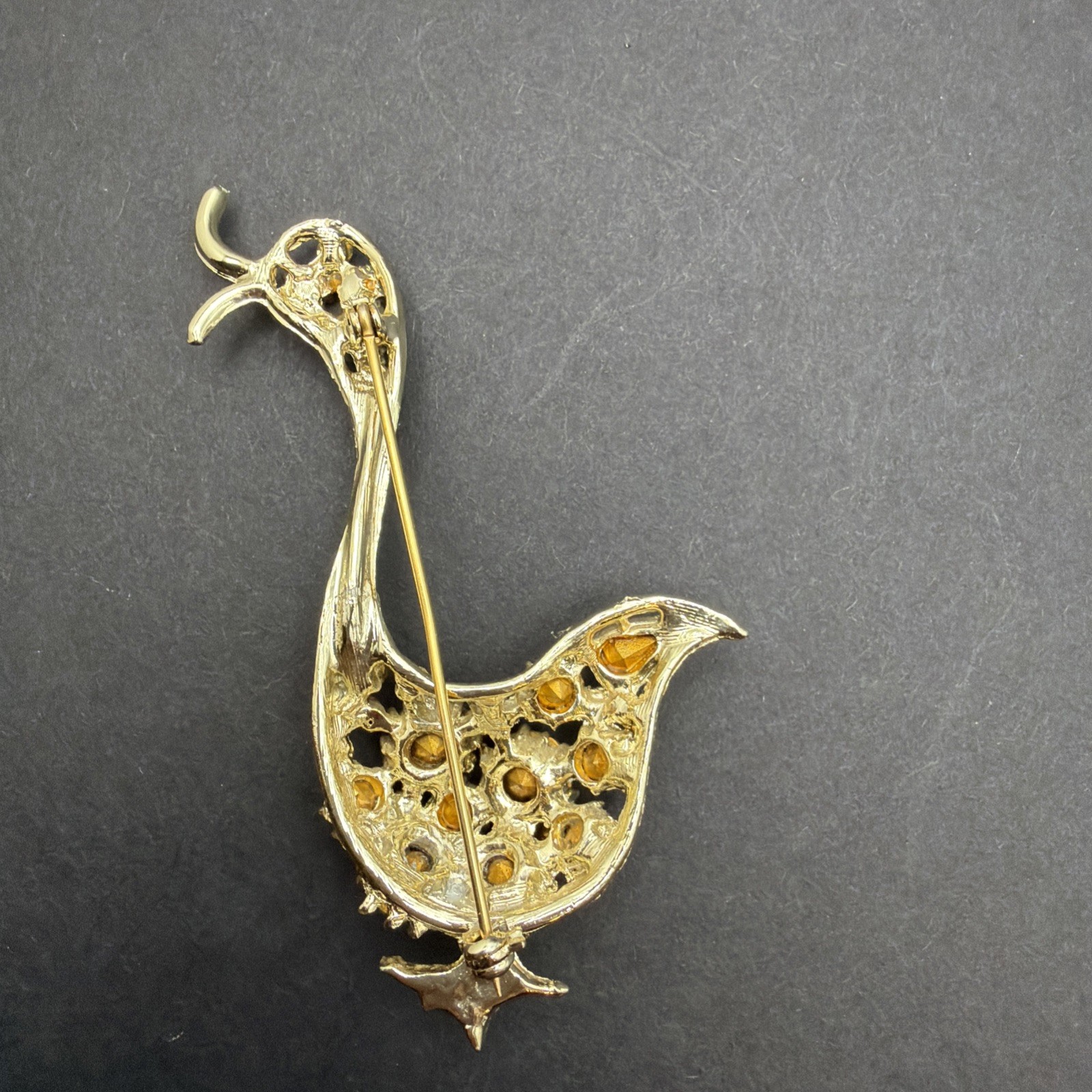 Vintage 3.25 Tall Rhinestone Multi-colored Duck PIN/Brooch Very Good Condition