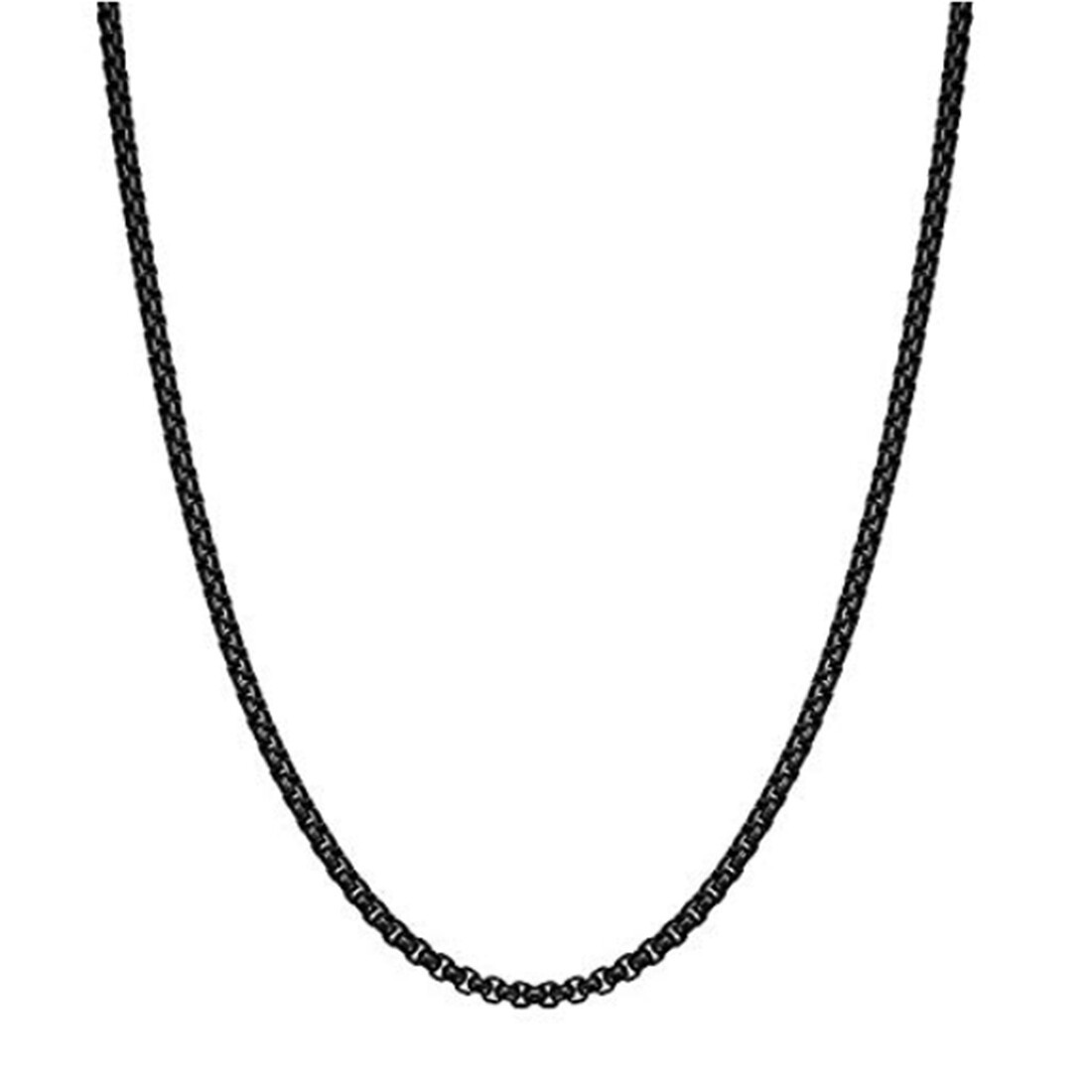 2-7MM Men’s Jewelry Stainless Steel Black Rolo Box Chain Necklace Gift 7-36″ Hot