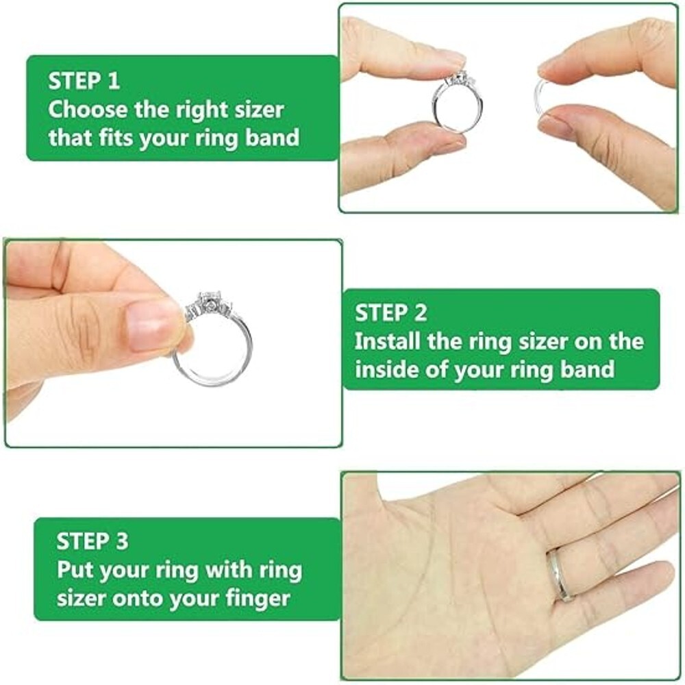 8pcs Different Sizes Invisible Transparent Ring Sizer Adjuster for Loose Rings