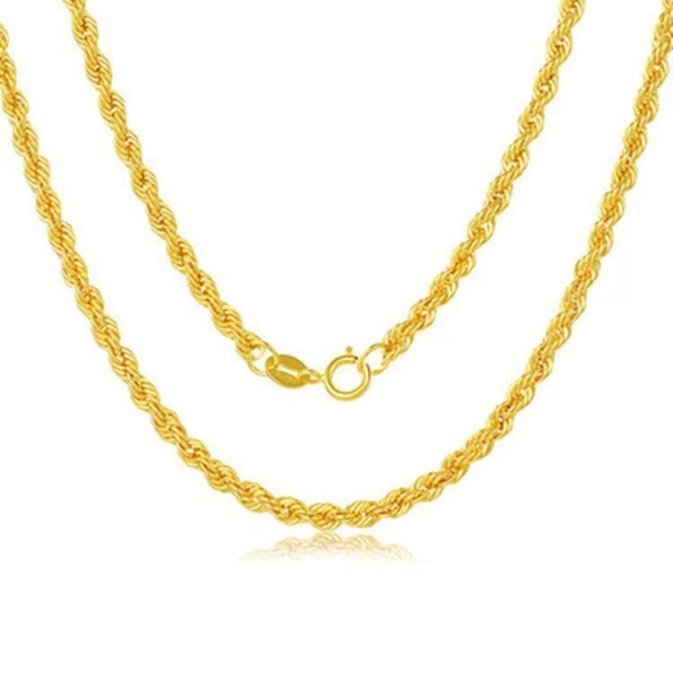 Stamped Au750 Solid 18k yellow Gold Necklace Women Rope Chain 46cm width 1mm