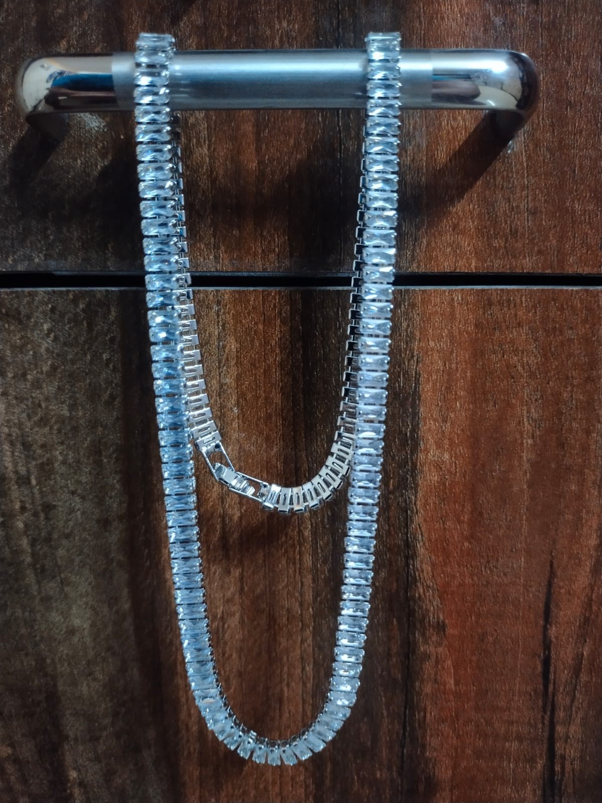 Wholesale Baguette Cut Tennis Necklace White Gold Plated Iced Out CZ Chain