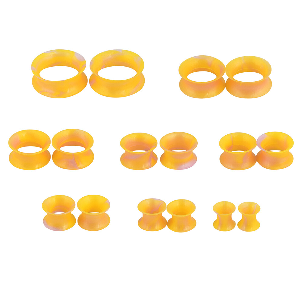 Pair Thin Silicone Ear Plugs Tunnels Soft Ear Gauges Flexible Earlets 2g-3/4”
