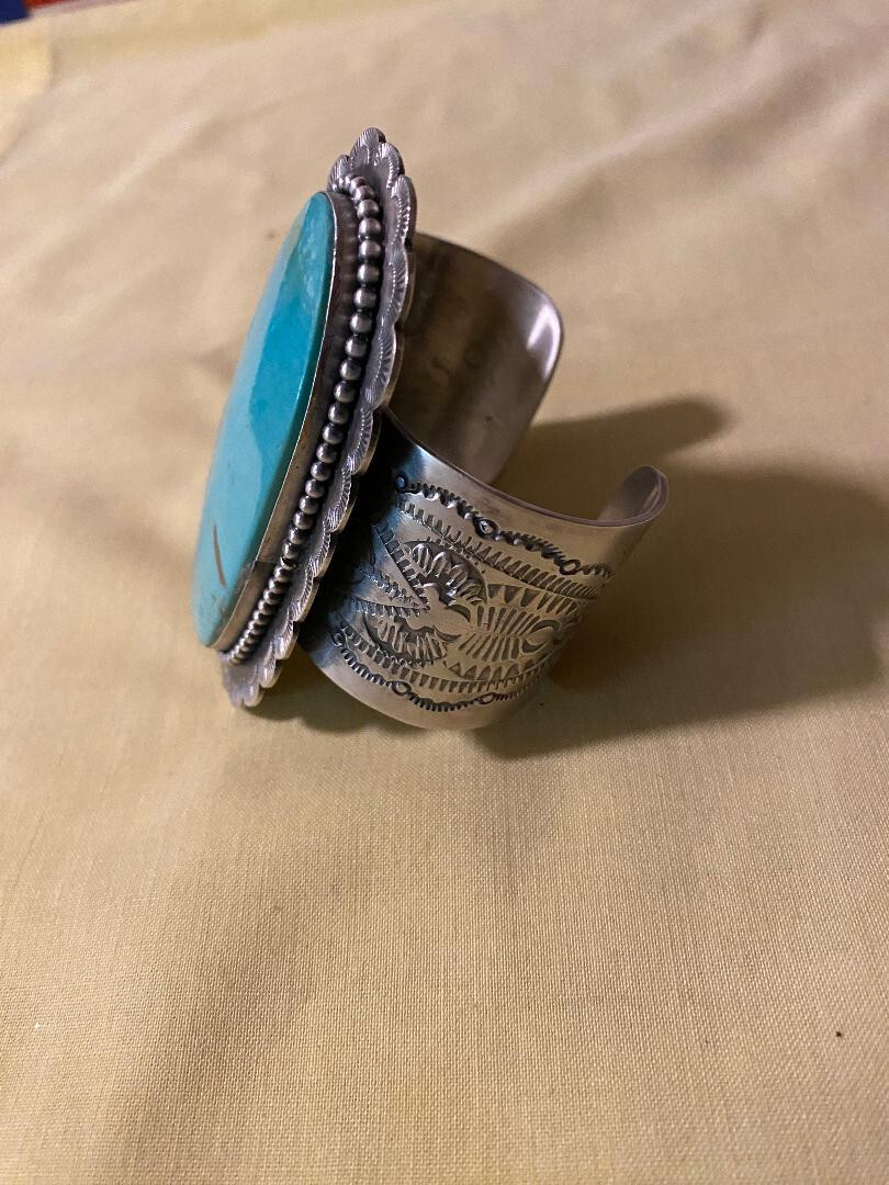 Large Boyd Ashley Turquoise Stone in a Sterling silver cuff, See description