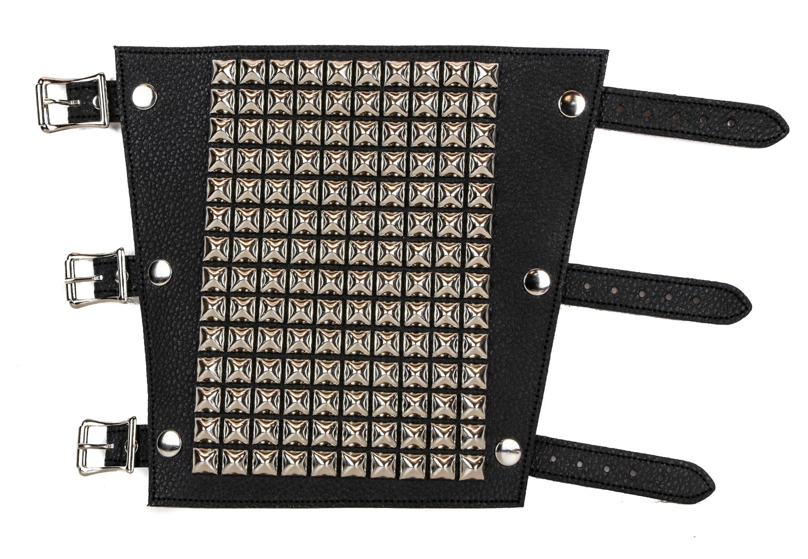14 ROW PYRAMID STUD ARM BAND GAUNTLET WITH BUCKLE REAL LEATHER
