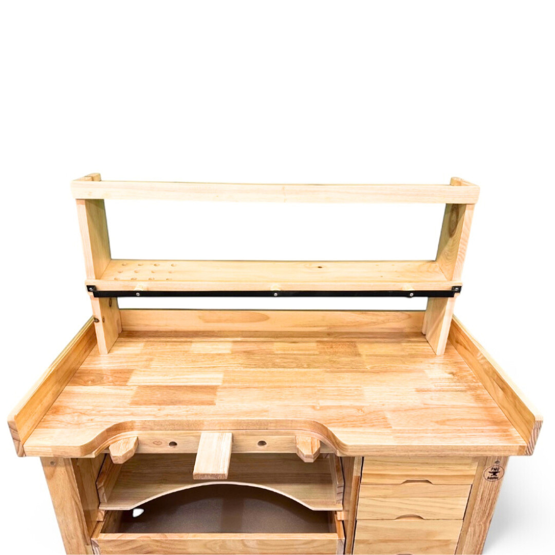 Deluxe Solid Wooden Jeweler’s Workbench Set with Tool Storage Organizer Shelf