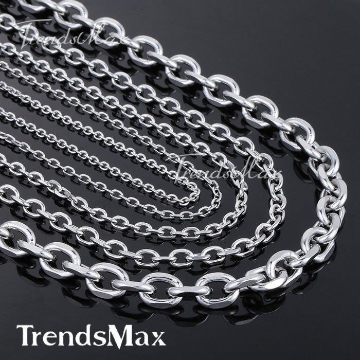 USA Stock 4mm Cable Rolo Link Stainless Steel Mens Boys Chain Necklace 20-28″