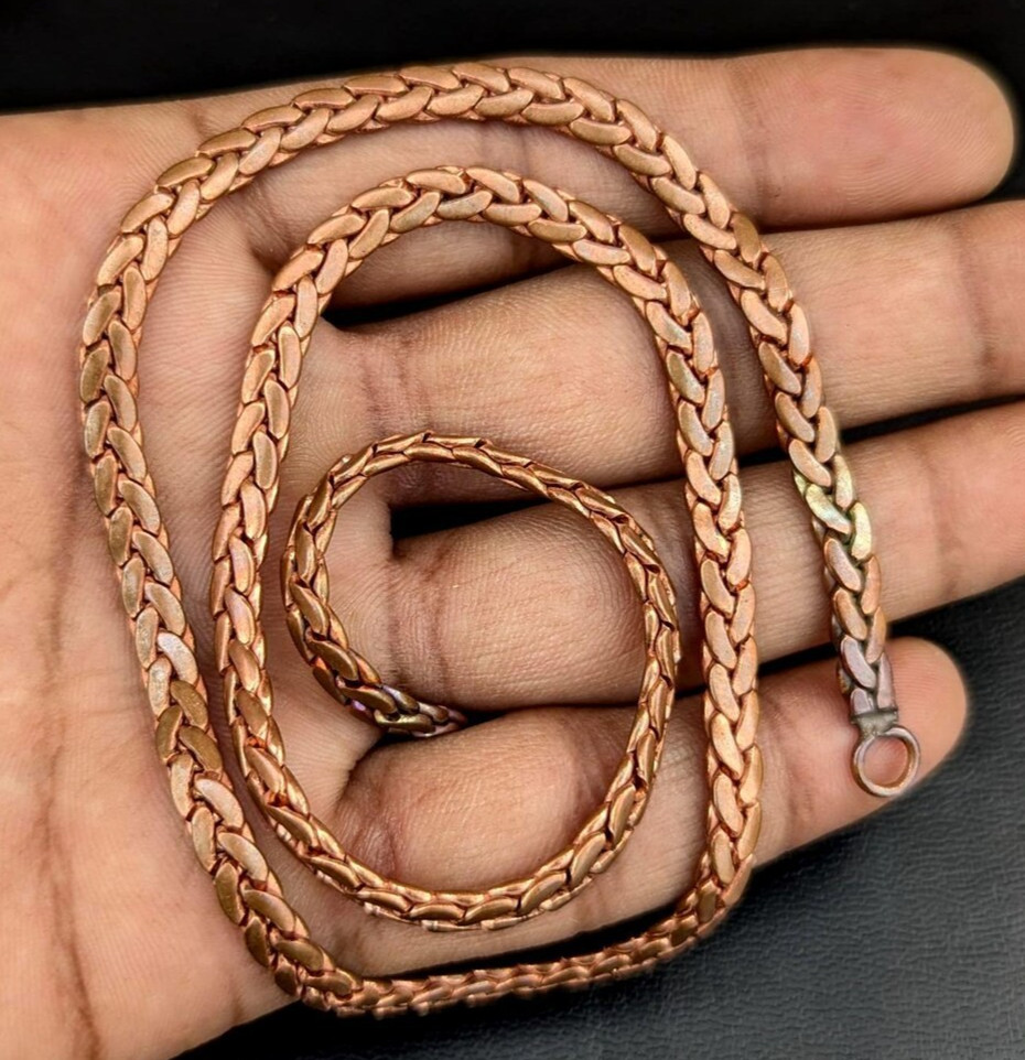 28 inch Pure Copper Serpentine Chain Necklace, Healing Copper Jewelry, Spiritual