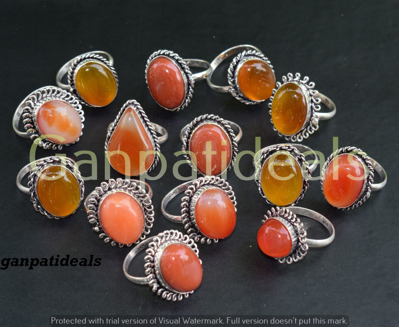 Bulk Sale ! Carnelian Gemstone Ring Wholesale Lot 925 Silver Plated Rings Lot