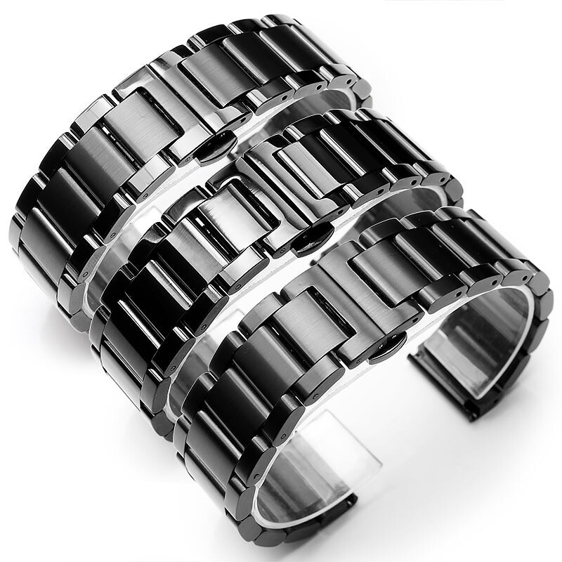 Thicked Stainless Steel Watch Strap Mens Solid Metal Band 18 20 21 22 23 24 26mm