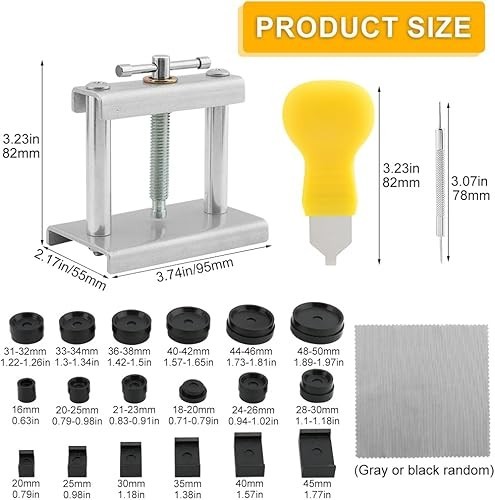 Watch Press Tool Set – 18 Molds Crystal Press Back Case Closer for 16-50Mm Dia
