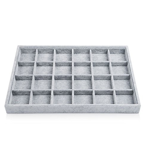 24 Grid Ice Velvet Jewelry Drawer Organizer Tray Stackable 24 Grid Tray