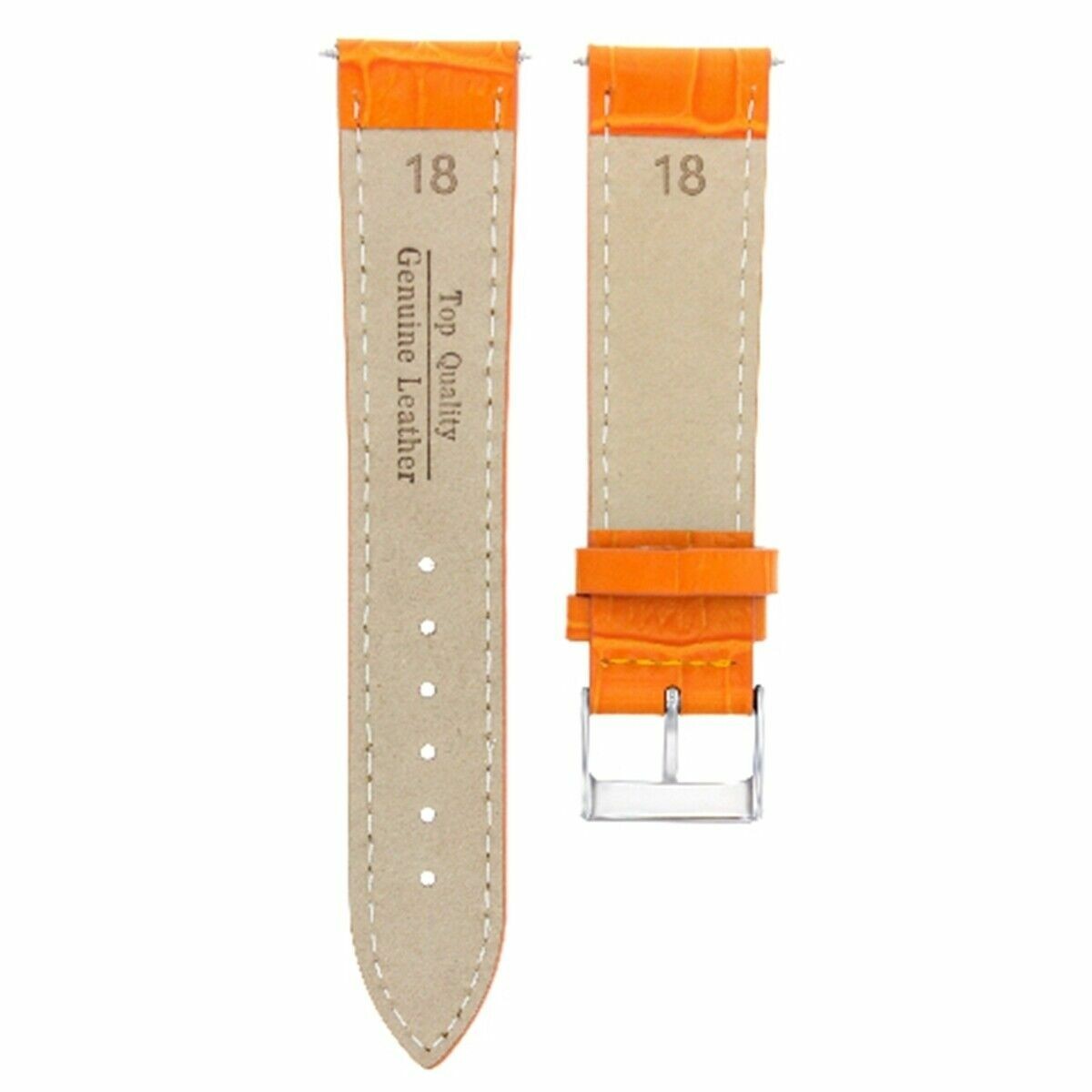 18mm Orange Leather Replacement Watch Strap For Citizen Eco Drive BM8180-03E