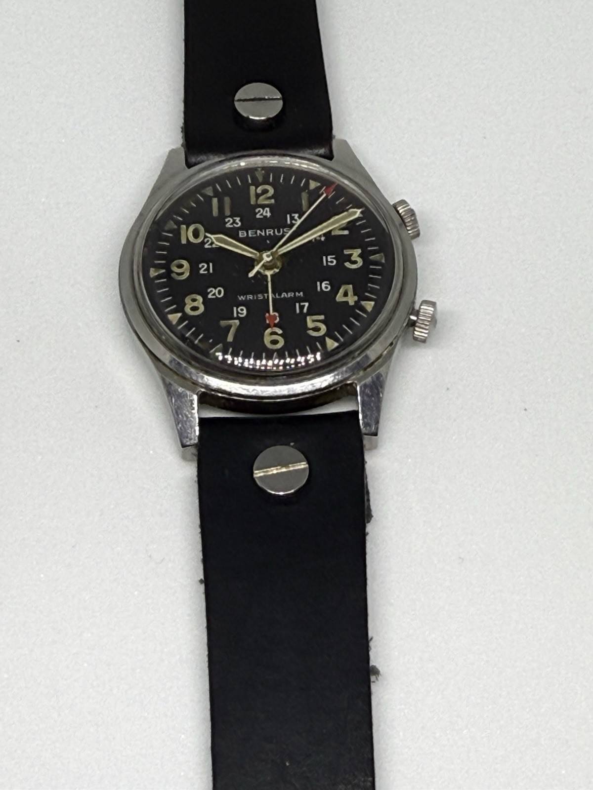 Benrus Vintage 3021 “Steve McQueen” Rare Dual Crown Alarm Watch 1960’s