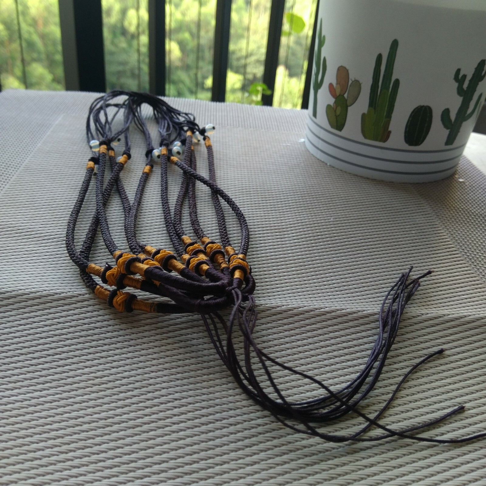 5Pcs Natural JADE beads Brown Circle string cord rope for pendant Necklace
