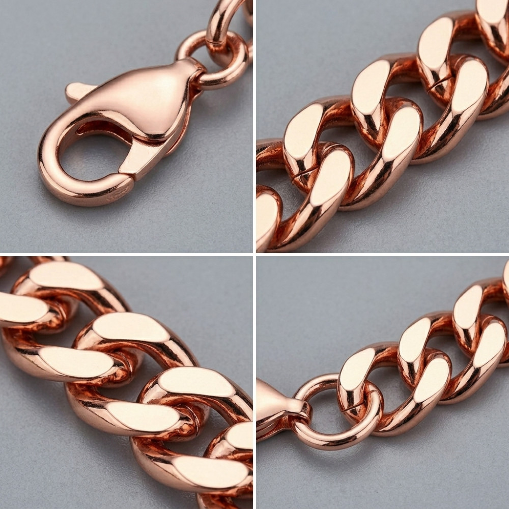 12mm Pure Solid Copper Bracelet Arthritis Cuban Chain Curb Link Rider Bracelet