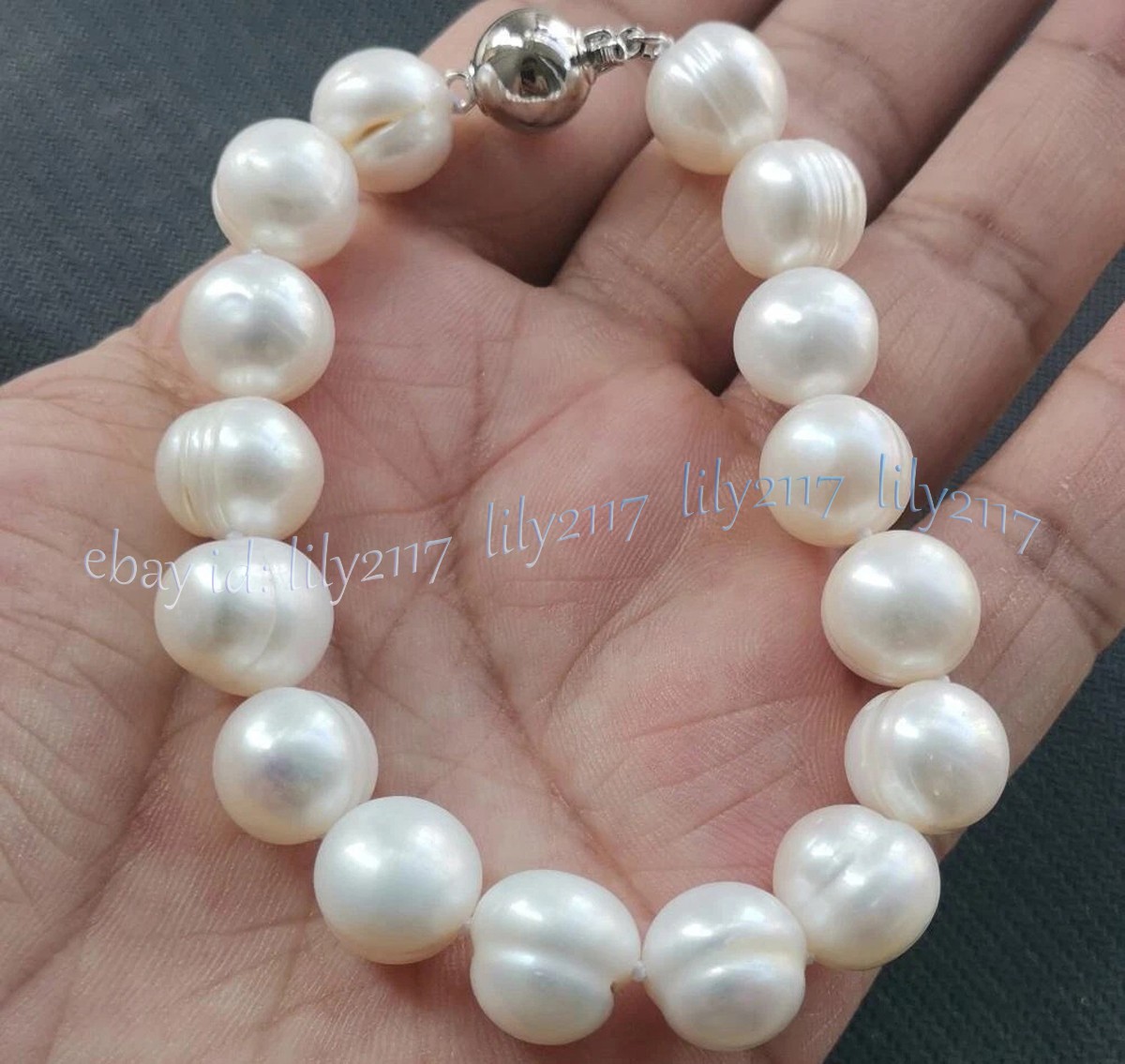 Huge 11-12mm Natural South Sea White Baroque Pearl Beads Bracelet 7.5-8 inch