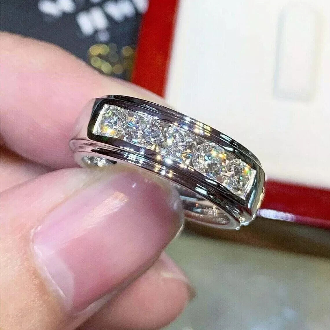 3Ct Round Cut Lab Created Diamond Men’s Wedding Band Ring 14k White Gold Plated