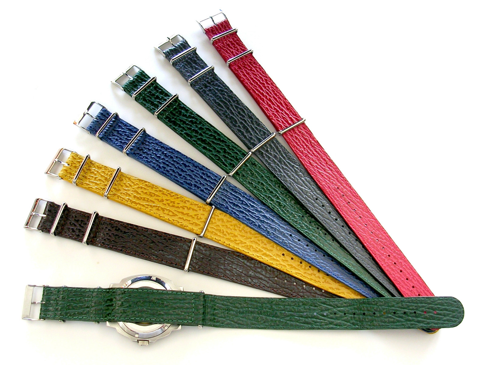 NATO G10 ® Shark Leather watch band Pilot strap Red Yellow Blue Green IW SUISSE