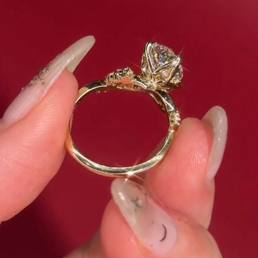 2.20 Ct Oval Cut Natural Diamond Wedding Ring 14K Yellow Gold