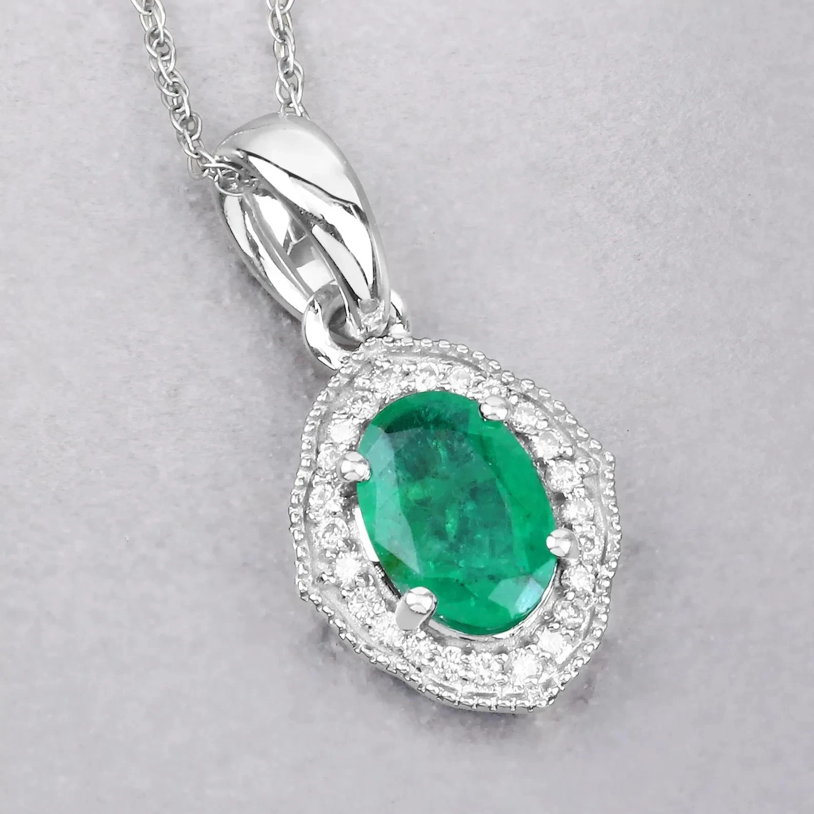 2.58 Ct Emerald Cut Emerald Pendant Wedding Pendant 14k White Gold