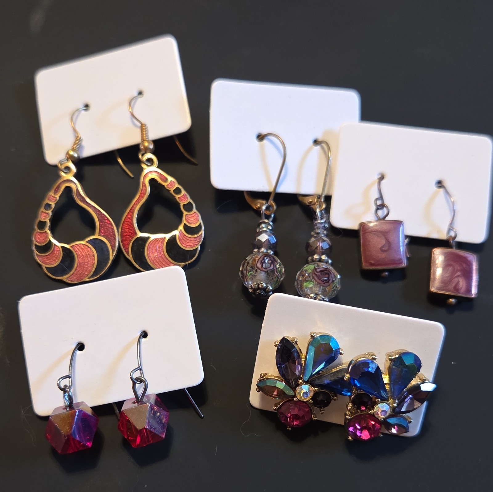 Mixed Lot 5 Pairs Womens Fashion Costume Earrings Multicolor Mixed Materials
