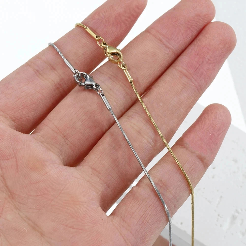 925 Sterling Silver Snake Chain Necklace Lobster Clasp DIY 40-75CM Women Men