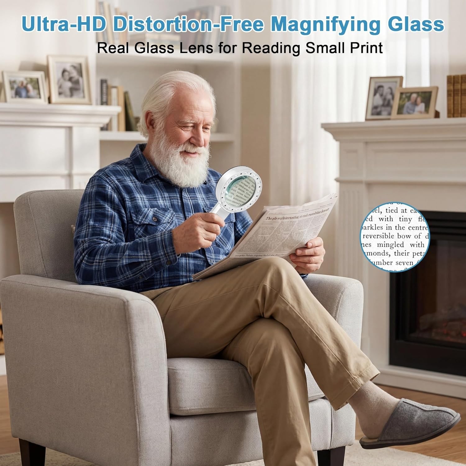 Magnifying Glass with Light, Ultra-Clear Lightweight Handheld Reading Magnifi…