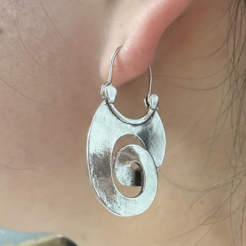 1Pair Boho Vintage Metal Spiral Hoop Earrings Retro Swirl Dangle Drop Earrings