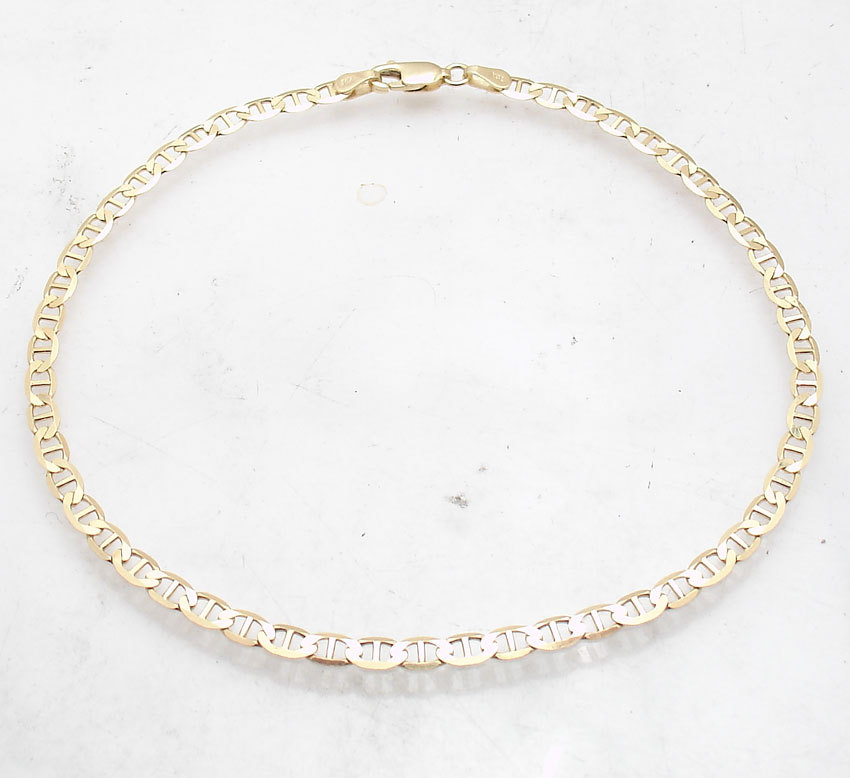 9″Link Anchor Chain Ankle Bracelet Anklet Solid Real 14K Yellow Gold 3MM
