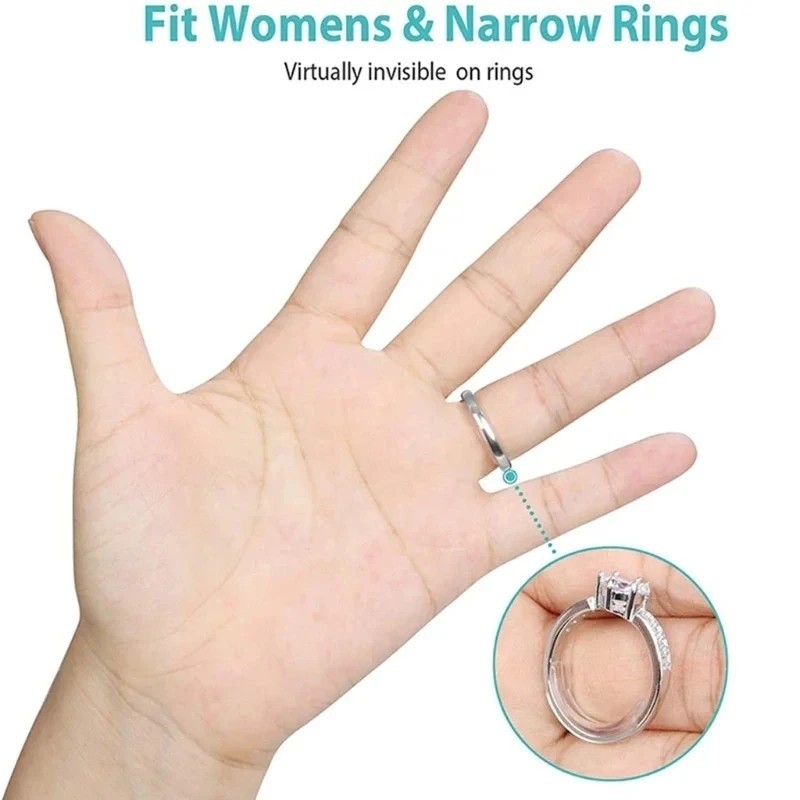 12PCS Clear Ring Size Adjuster Invisible Ring Sizer Jewelry Fit Reducer Guard US