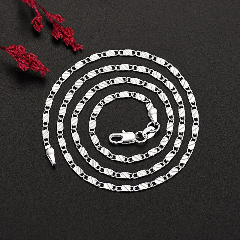 925 Sterling Silver 16/18/20/22/24/26/28/30 Inch Figaro Chain Necklaces For…